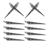 SHERCHPRY 40pcs Black Hollow-out Iron Fingernail Claw Rings for Women Ancient Queen Fingertip Nail Tip Costume Accessories for Halloween Cosplay Parties and Carnivals