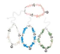 SHERCHPRY 4pcs Adjustable Boho Irregular Stone Bracelets for Women Beach Style Jewelry with Sea Turtle Shell Charms Stretch Friendship Wristlets for Summer Coastal Holidays
