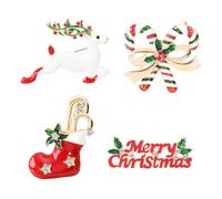 SHERCHPRY 4pcs Christmas Brooch Holiday Label Pin Nativity Decor Xmas Brooches Pins Holiday Lapel Pin Xmas Brooch Pin Brooch Decoration Xmas Jewelry Elk Decor Badge Scarf Miss Reusable Plastic,
