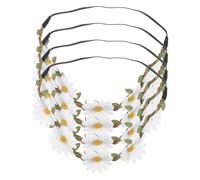 SHERCHPRY 4pcs Daisy Flower Crown Headbands Handmade Artificial Wreath Hairbands with Five White Blooms Lightweight Comfortable for Weddings Festivals Beach Photoshoots
