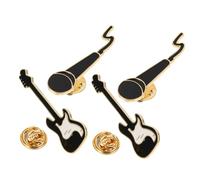 SHERCHPRY 4Pcs Decorative Alloy Breastpin Unique Microphone Guitar Brooch Pins for Parties Daily Wear and Adorable Rock Style Accessories for Men and Women