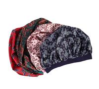 SHERCHPRY 4Pcs Elastic Satin Sleeping Hats for Women Adjustable Wide Turban Hair Bonnets for Long and Hair Soft Breathable Caps for Night Sleep Makeup Salon Care Travel Friendly