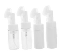SHERCHPRY 4pcs Face Cleansing Brush with Refillable Cosmetic Bottles Gentle Exfoliating Massage Brushes and White Transparent Dispensers for Makeup Removal and Skin Care