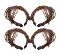 SHERCHPRY 4pcs Front Fringe Braided Hair Headband Wigs Bangs Extensions Synthetic Hairpiece for Women Girls Front Fringe Braided Bangs Hair Extensions