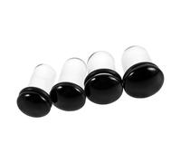 SHERCHPRY 4pcs Glass Ear Gauges for Stretched Ears with Safe Expansion Design and Decrease Skin Sensitivity Black Mushroom Shape Plugs Suitable for Cartilage for Everyday and Special