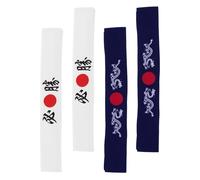 SHERCHPRY 4pcs Japanese Samurai Headband Japanese Hachimaki Headbands Sweatbands for Karate Taekwondo Sports Karate Birthday Party Decorations for Sports and Cooking
