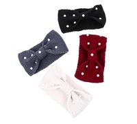 SHERCHPRY 4Pcs Knitted Woolen Pearl Headbands for Women Warm Bowknot Elastic Hair Accessories Comfortable Stylish Winter Wear for Daily Use Hair Decoration