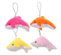 SHERCHPRY 4pcs Mini Dolphin Plush Charm Pendant Cute Stuffed Dolphin Bag Hanging Decor for Parties Birthdays and Backpacks Soft Plush Multiple Options Orange Yellow
