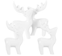 SHERCHPRY 4pcs Miniature Ceramic Deer Statue Set for Home Decoration and Desktop Decor, White Ceramic Animal Figurines with Elegant Appearance, Creative and Delicate Deer Ornaments