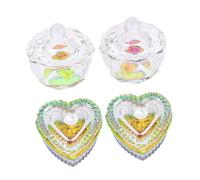 SHERCHPRY 4pcs Nail Art Crystal Cups Lid for Nail Art Liquid Container and Powder Cup for Gel Polish Workshops