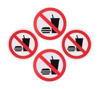 SHERCHPRY 4pcs No Food Or Drinks Allowed Stickers 10x10cm Factory Safety Warning Labels with White and No Border, Self-adhesive High-visibility Prohibition Signs for Industrial and Workplace
