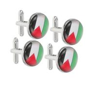 SHERCHPRY 4pcs Palestine Flag Cufflinks Men's Shirt Accessories Business Wedding Groom Jewelry with Palestinian Identity Symbol