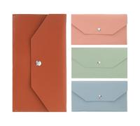 SHERCHPRY 4pcs Pu Long Cash Envelope Wallet Set Compact Cash Holder for Management Small Money Pouch with Envelope Style Travel Coin Purse for Women in Blue Light Green Pink and Brown