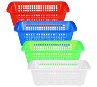SHERCHPRY 4pcs Rectangular Vegetable Washing Basket Set for Kitchen Use, Large Capacity Abs Plastic Storage Baskets with Draining Function, Sturdy and Not Easy to Break, for Fruit