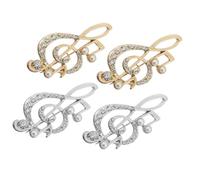 SHERCHPRY 4pcs Rhinestone Music Note Brooch Pins Alloy Lapel Pins for Women Elegant Musical Note Design for Wedding Party Concert Suitable for Suits Scarves Sweaters Gold and Silver