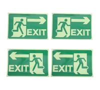 SHERCHPRY 4pcs Self-adhesive Luminous Exit Sign Stickers, Reflective Safety Tape Decals for Emergency Evacuation, Glow-in-the-dark Fire Exit Safety Signs for Indoor and Outdoor Use