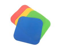 SHERCHPRY 4pcs Square Spot Markers for Football Soccer Training - 9 Inch Non-skid Flat Agility Markers in Red, Yellow, Blue, Green - Sports Field Cones for Speed Drills and Gym Use