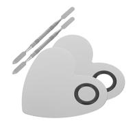 SHERCHPRY 4pcs Stainless Steel Makeup Mixing Palettes with Stick, Nail Art Manicure Accessories, Heart-shaped Adjustable Beauty Rings for Foundation and Nail Coloring, Suitable