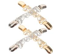 SHERCHPRY 4pcs Vintage Cardigan Collar Clips Adjustable Shawl and Sweater Closure Brooches for Scarves Dresses Cloaks Secure Retro Style with Chic Hollow Design in Gold Silver