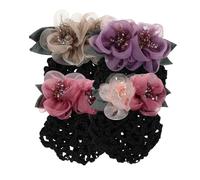 SHERCHPRY 4pcs Vintage Floral Hair Snood Net with Mesh Breathable Hair Bun Cover and Flower Barrette Clip for Women Nurse Accessories Elegant Hairnet for Work Hotel Bank Parties