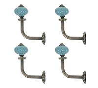 SHERCHPRY 4pcs Vintage Pumpkin Coat Hooks Blue Ceramic Decorative Wall Hooks with Strong Load Capacity and Easy Installation for Farmhouse Entryway and Living Rooms