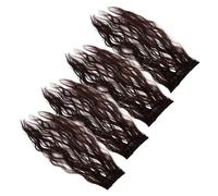 SHERCHPRY 4pcs Women Wig Hairpiece Synthetic Wig Hairpiece Synthetic Bald Replacement Hair Curly Wavy Wispy Clip in Bang Hair Extension for Women Cosplay Dark Brown Metal