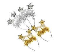 SHERCHPRY 4pcs Year's Decorative Headband Nye Decorations Silver Gold Tinsel Star Hair Accessories for Women Girls Years Eve Party Headbands Shining Headdress