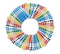 SHERCHPRY 50 Sheets Color-Coded Shape Stickers with Black, Red, Blue, Green, Yellow for Organizing Storage Bins, Food Containers, and Essential Oil Bottles - Decorative Round and Fancy