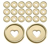 SHERCHPRY 50pcs Golden Heart Plastic Loose Leaf Binder Discs for Notebooks and Planners, Round Binding Rings for DIY Scrapbooking and Office Use
