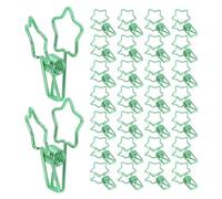 SHERCHPRY 50Pcs Green Metal Star Paper Clips 1.38" Mini Binder Clips for Office School Supplies Small Star-Shaped for Desk and Document Management