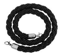 SHERCHPRY 5m Twisted Black Barrier Rope Silver Hooks for Crowd Control, Queue Management, and Hotel Stanchions - Safety Barrier Tape Alternative for Ceremonies and Public Areas