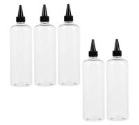 SHERCHPRY 5pcs 500ml Round Shoulder Squeeze Bottles with Pointed Mouth Caps Hair Dye Applicator Bottles for Salon and Home Use Refillable Pet Plastic Containers