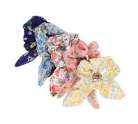SHERCHPRY 5pcs Bunny Ear Scrunchies for Women and Soft Lightweight Chiffon Bowknot Floral Hair Ties Elastic Ponytail Holders Stylish Hair Accessories for Casual and Formal Looks