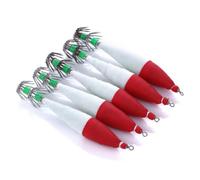 SHERCHPRY 5pcs Luminous Squid Fishing Bait Explosion Hook with Super Piercing Red Plastic Hooks Wear Resistant Fishing Tackle Suitable for Salt Water and Fresh Water
