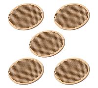SHERCHPRY 5pcs Mini DIY Cross-Stitch Wooden Plates Oval Single Hole Cross Stitch Wood Chips for Handmade Embroidery Craft Supplies