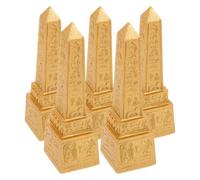 SHERCHPRY 5pcs Resin Egyptian Obelisk Figurine Set with Ancient Elegance for Office Decor and Home Decoration, Distinctive Golden Desktop Egyptian Statue with Decorative and Safe Playtime