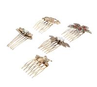 SHERCHPRY 5pcs Side Comb Hair Comb Clip Alloy Pearl Golden Vintage Rust Resistant for Women with Pearls and Diamonds