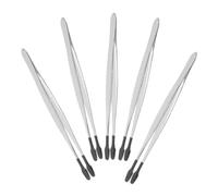 SHERCHPRY 5pcs Stainless Steel Stamp Tweezers Kit with Flat Non Slip Tips Dip Coated Craft Tweezers for Jewelry Making and Precision Handling Compact and Lightweight Design