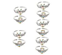 SHERCHPRY 5sets Adjustable Vintage Moonstone Rings for Women Elegant Engagement Jewelry for Anniversaries and Special Occasions Delicate Glitter Design 2pcs*5