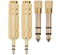 SHERCHPRY 6.35mm 3.5mm Jack Headphone Adapter 4-Pack Solid Structure Gold-Plated Copper for Office and Singing Applications