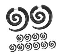 SHERCHPRY 6 Pairs Stainless Steel Snail Spiral Ear Gauges Unique Punk Style Ear Expander Jewelry for Men and Women Non-allergenic Stretching Earrings Asymmetrical Wings