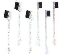 SHERCHPRY 6 Pc Dual-ended Brow Brush and Hairline Edge Brush Set, Small Multi-function Eyebrow Makeup Combs Pink, Green, Blue Handles, for Precise Brow Grooming and Hair Detailing