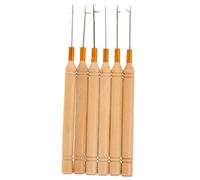 SHERCHPRY 6 Pcs Metal Hair Crochet Hooks with Wooden Handles Latch Hook Needles for Dreadlock Extensions Hair Weaving Tools Set for Braiding and Styling
