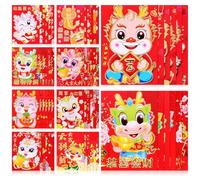 SHERCHPRY 60 Pcs Chinese Red Envelopes for Year of The Dragon 2024, Traditional Luck Money Packets with Cartoon Designs, Spring Festival Ceremony Red Pockets Set Random Style