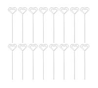 SHERCHPRY 60Pcs Heart Shape Metal Memo Clip Holder 13Cm Wire Paper Clip for Photo, Note, Cake Decoration and Flower Arrangement, Multi-Use Heart Card Stand for Wedding and Birthday Party