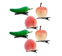 SHERCHPRY 6pcs Faux Fruit Hair Clips Cute Pepper Peach Apple Barrettes for Women and Durable Alligator Clips for Parties Live Streams and Everyday Use Fun Hair Accessories