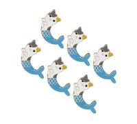 SHERCHPRY 6PCS Mermaid Cat Brooch Set Cartoon Animal Jewelry Pins for Women Colorful Enamel Accessories for Sweaters and Coats