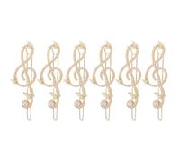 SHERCHPRY 6pcs Pearl Musical Note Hair Clips for Women Mini Music Note Barrettes Tiny Clamp Hair Clips Faux Pearl Bangs Bobby Pins for Wedding Party Concert
