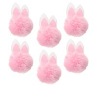 SHERCHPRY 6pcs Pink Mini Plush Easter Bunny Hair Clips with Fluffy Pom Ball and Rabbit Ears, Decorative Hair Accessories for Spring Holiday Party and Headband DIY