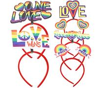 SHERCHPRY 6pcs Pride Headband Rainbow Heart Design Assorted Color Cloth Plastic Material Stay on Head Firmly Bright Appearance Cosplay Performance Party Accessories for Women